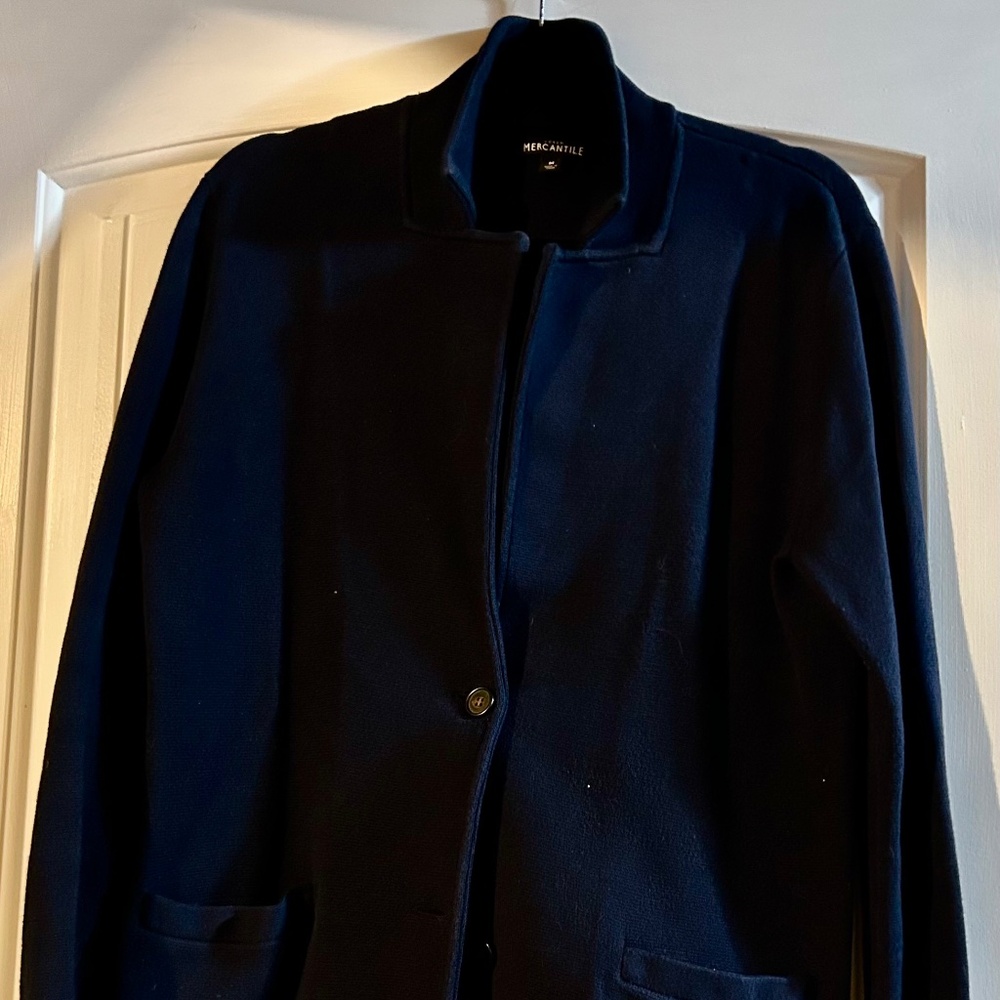 J Crew Mercantile Medium Navy Knit Blazer